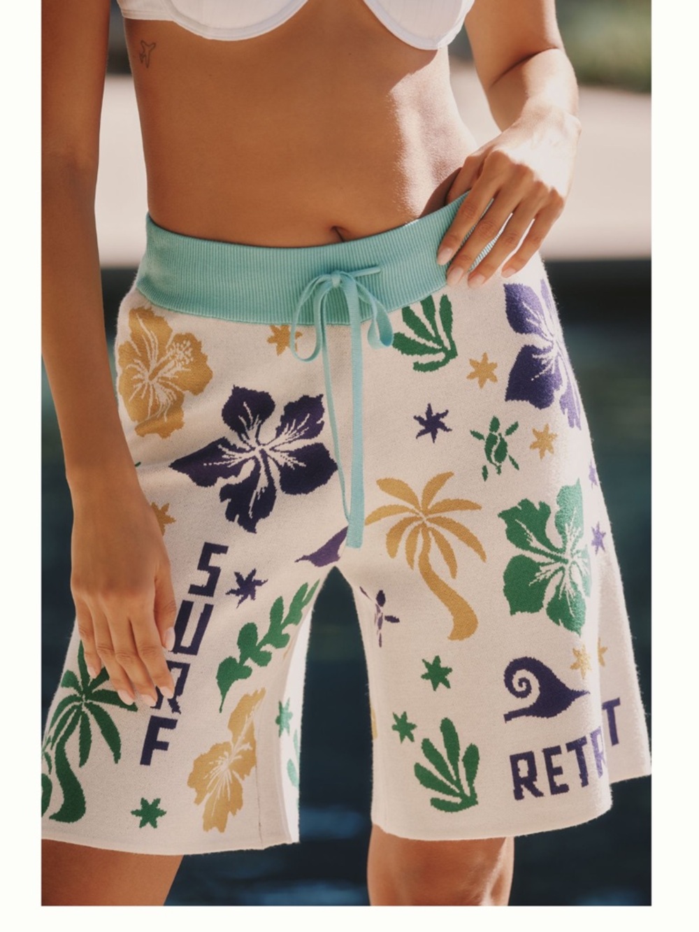Celandine knit jacquard Bermuda shorts x Anthropologie size SMALL surf